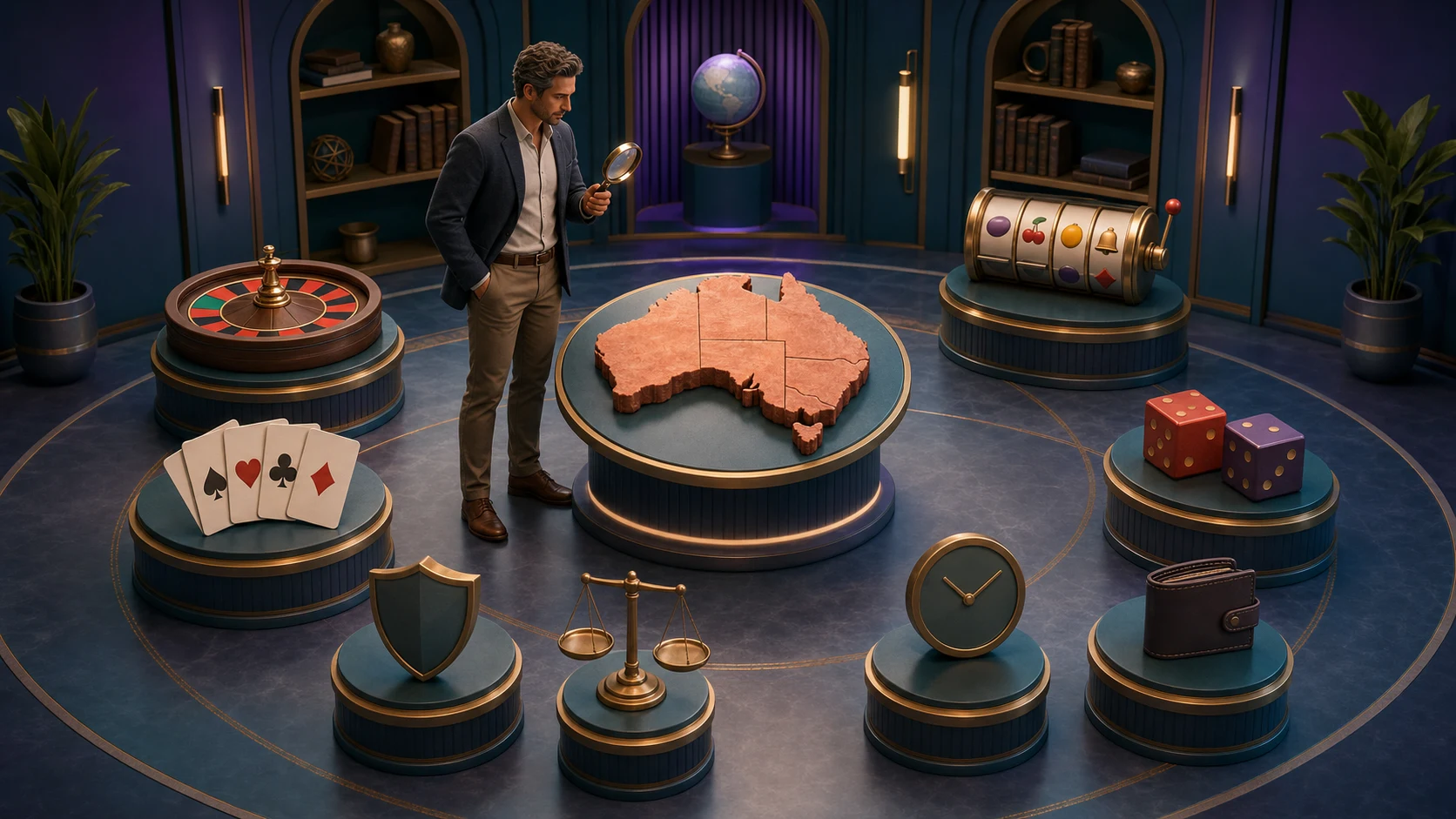 Original animated Australian casino guide examining game formats, consumer checks, time and spending boundaries
